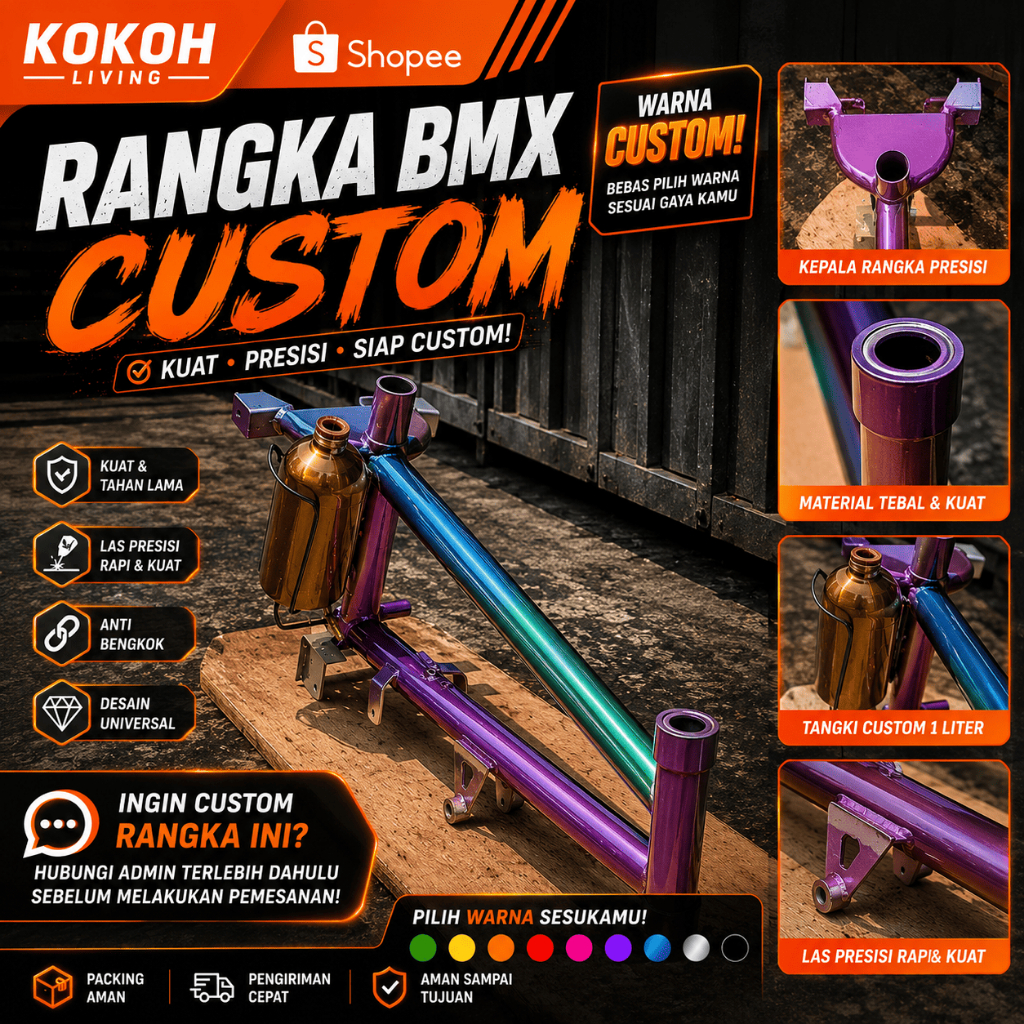 Rangka BMX Motor Custom Universal + Tangki 1 Liter Gratis | Kuat, Kokoh & Siap Modifikasi
