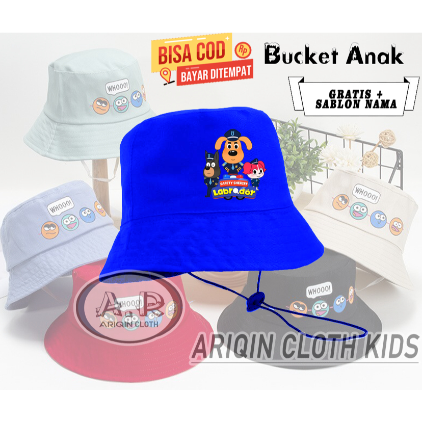 Topi bucket anak motif polisi labrador