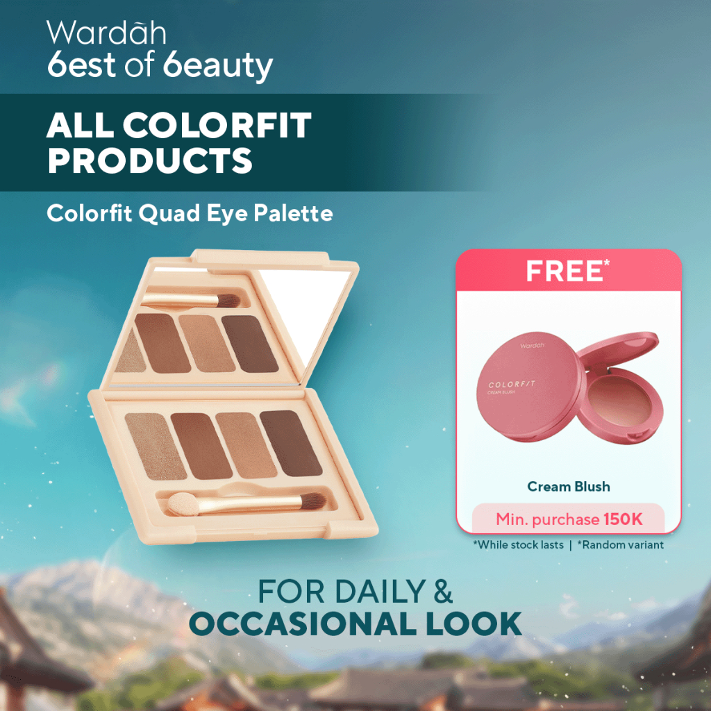 WARDAH Eyeshadow Colorfit Quad Eye Palette - Eyeshadow 4 in 1 Pigmented, Blendable, Mudah Digunakan 