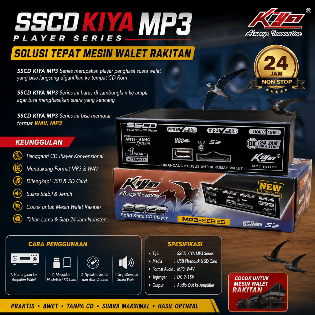 SSCD KIYA MP3 PLAYER untuk ampli walet rakitan