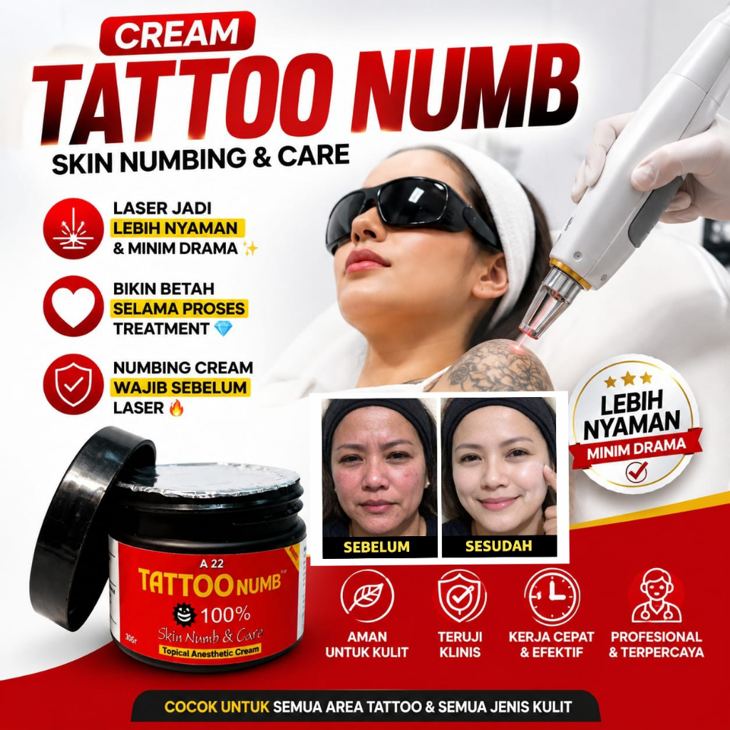 50 Gr Cream Ori Anastesi Formula 100% Untuk Treatment Sulam Alis Bibir Tatto Studio Waxing & Tindik