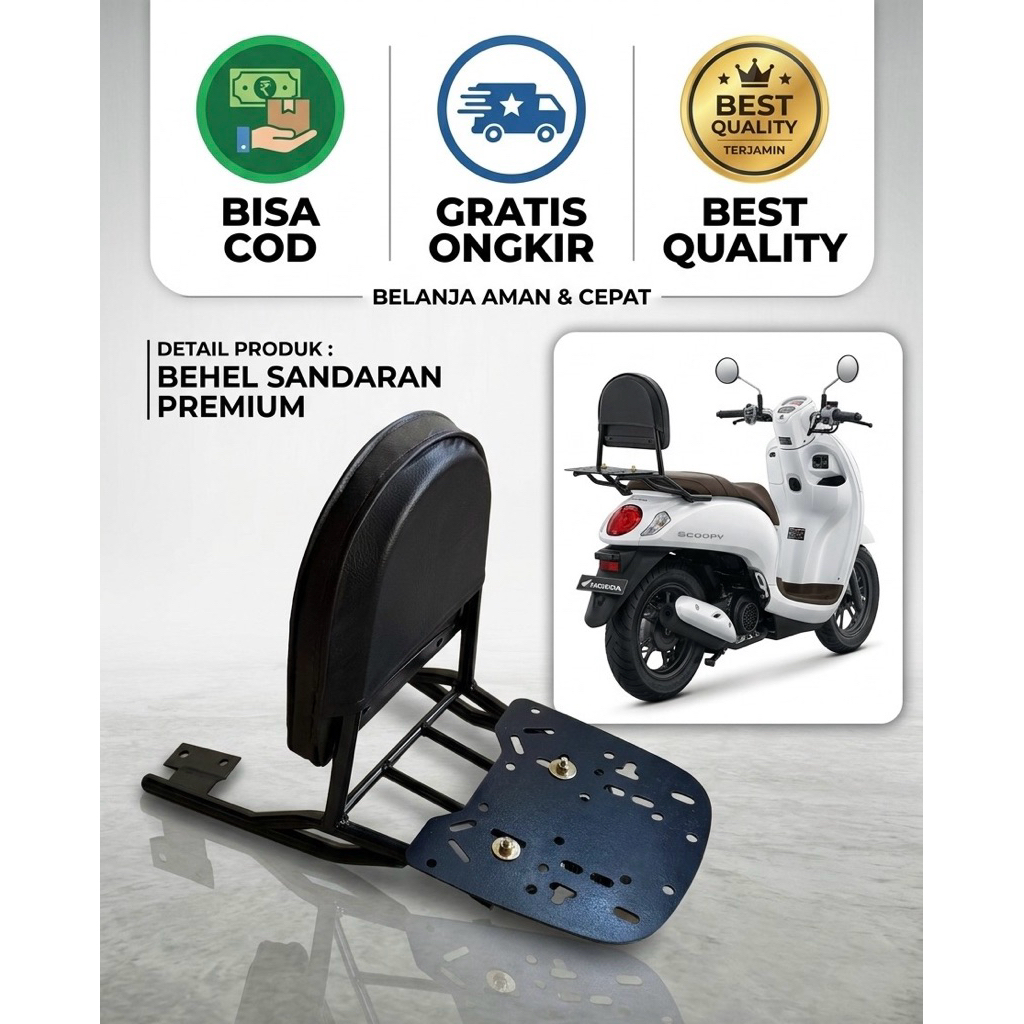 BEHEL SANDARAN JOK SCOOPY PRESTIGE 2021- 2024 PLUS TATAKAN BOX