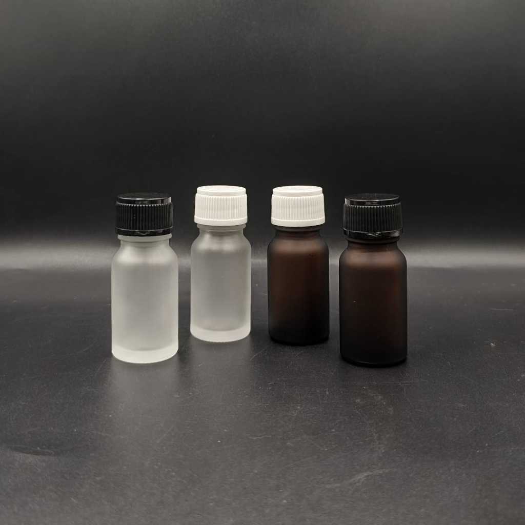 Botol kaca 10ml frosted tutup ulir plastik / Botol ulir 10ml tebal frosted