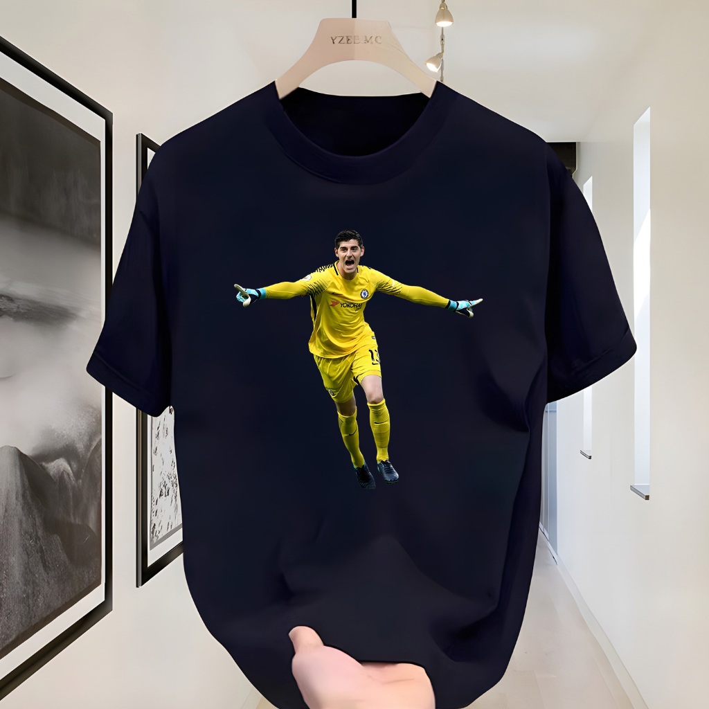 Kaos Pria Vintage Distro Kiper Courtois Chelsea Legend 100% Katun Premium Baju Sepak Bola Pria Wanit