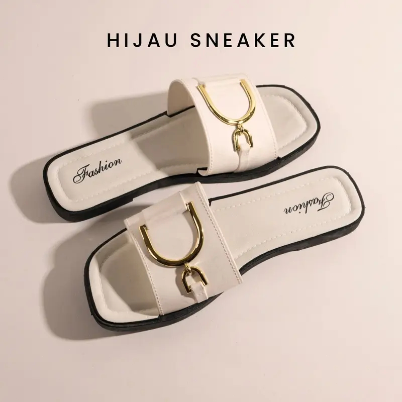 Sandal Wanita Bata sendal teplek casual platform Kekinian pita flat shoes cewek