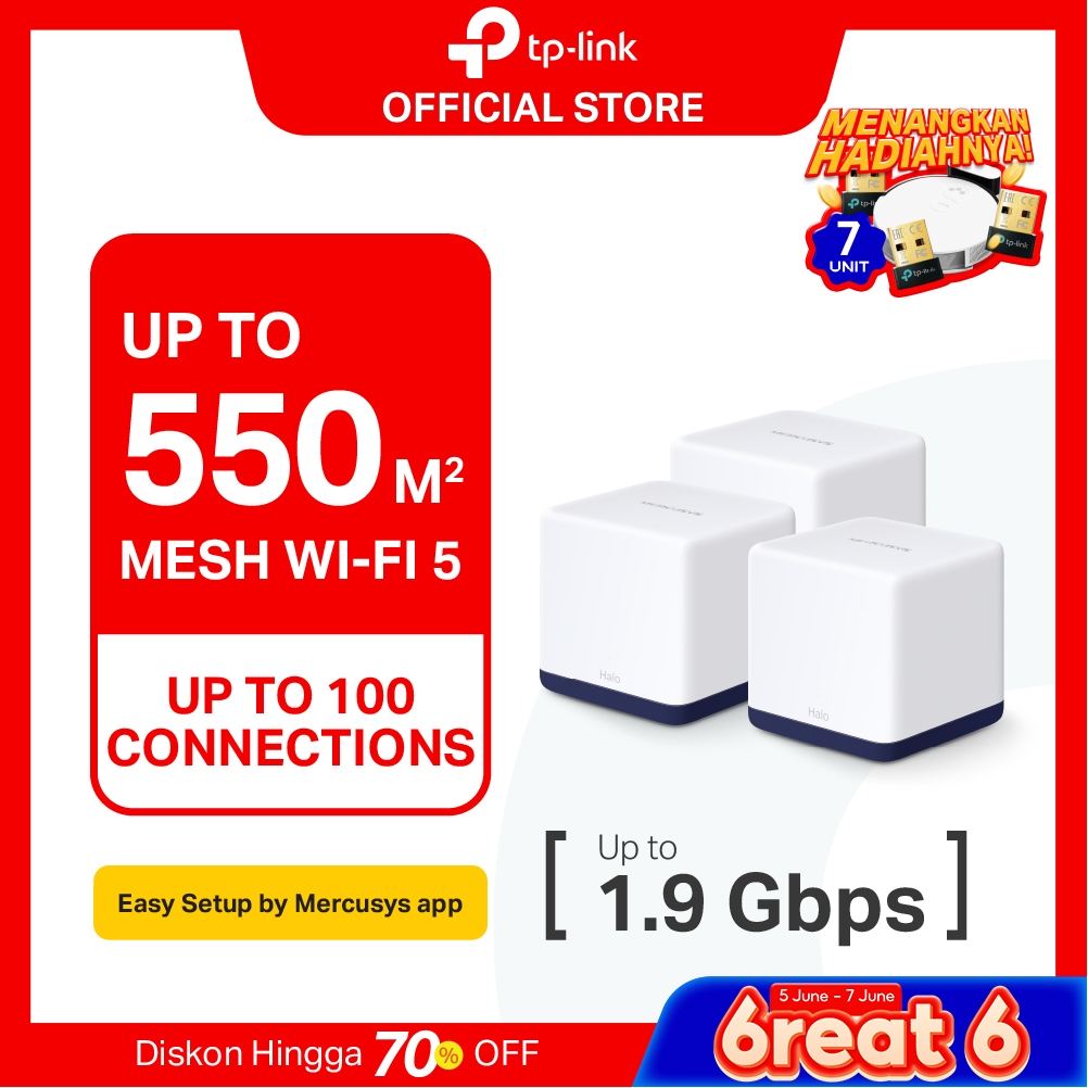 TP-LINK Mercusys Halo H50G (1/2/3 PACK) AC1900 Gigabit Dual Band Wireless Whole Home Mesh WiFi Route