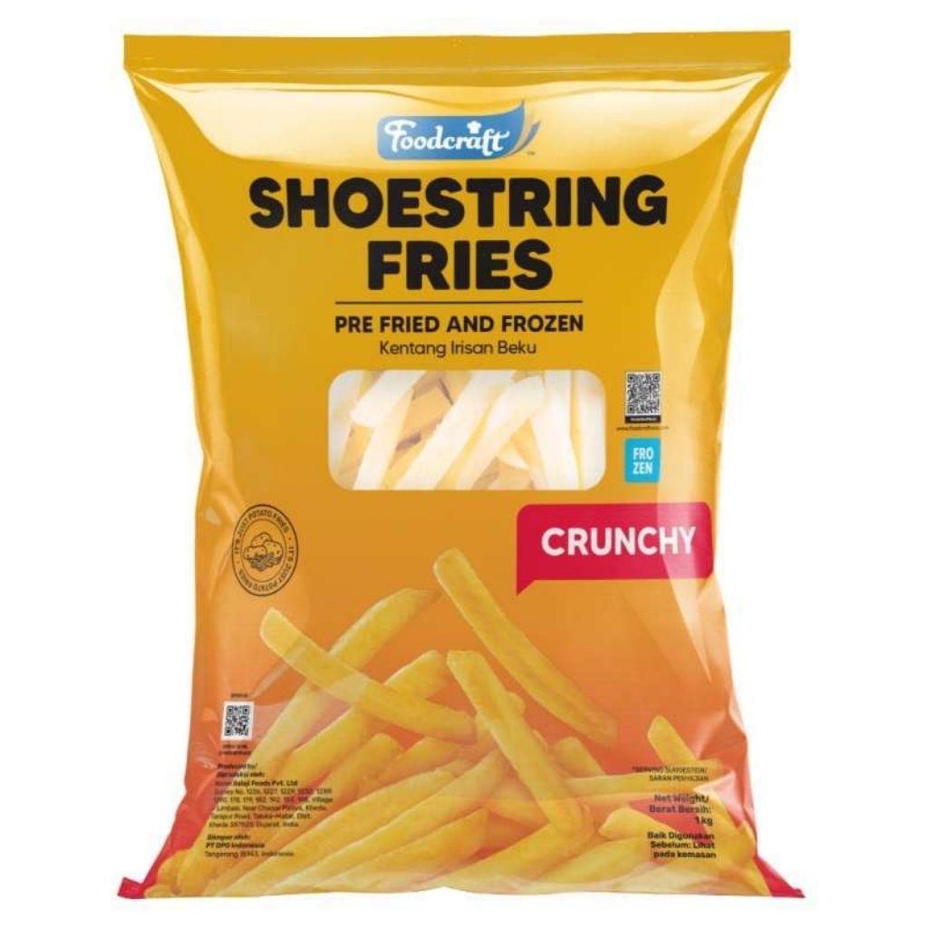 Foodcraft Shoestring Fries 1kg | Kentang Goreng Frozen Crispy & Renyah