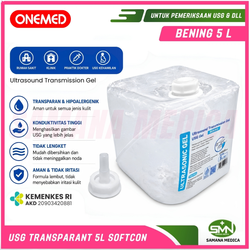 Ultrasonic Gel USG Transparant Soft Container ONEMED 5L - Cairan Untuk Transducer pada Pemeriksaan U