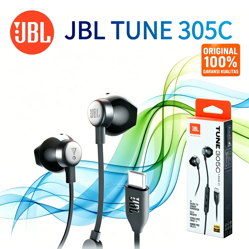 [COD]JBL Tune 305C Original USB C Wired Hi-Res Earbud Headphones