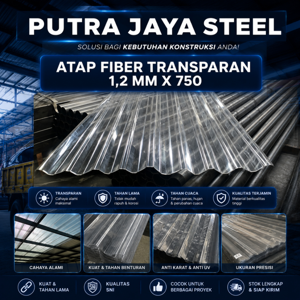 ATAP FIBER TRANSPARAN 1,2 MM  | SPANDEK GELOMBANG TRANSPARAN