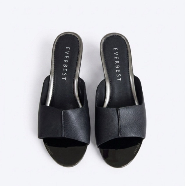 Everbest Black Leather Wedges [Preloved]