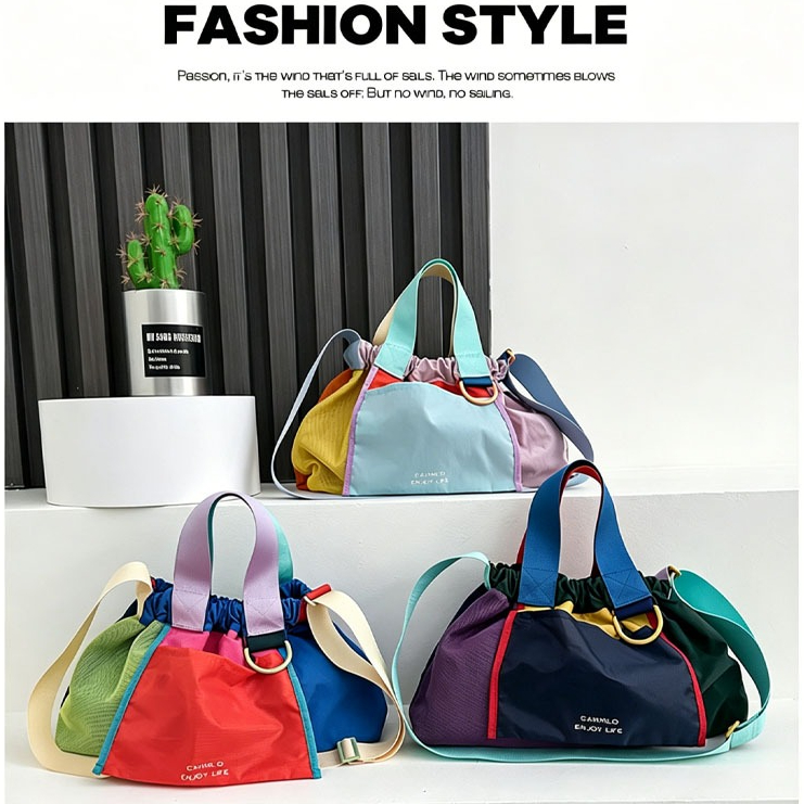 COD BTV Dumpling Bag/Tas Wanita lipat Warna Tabrakan Nilon
