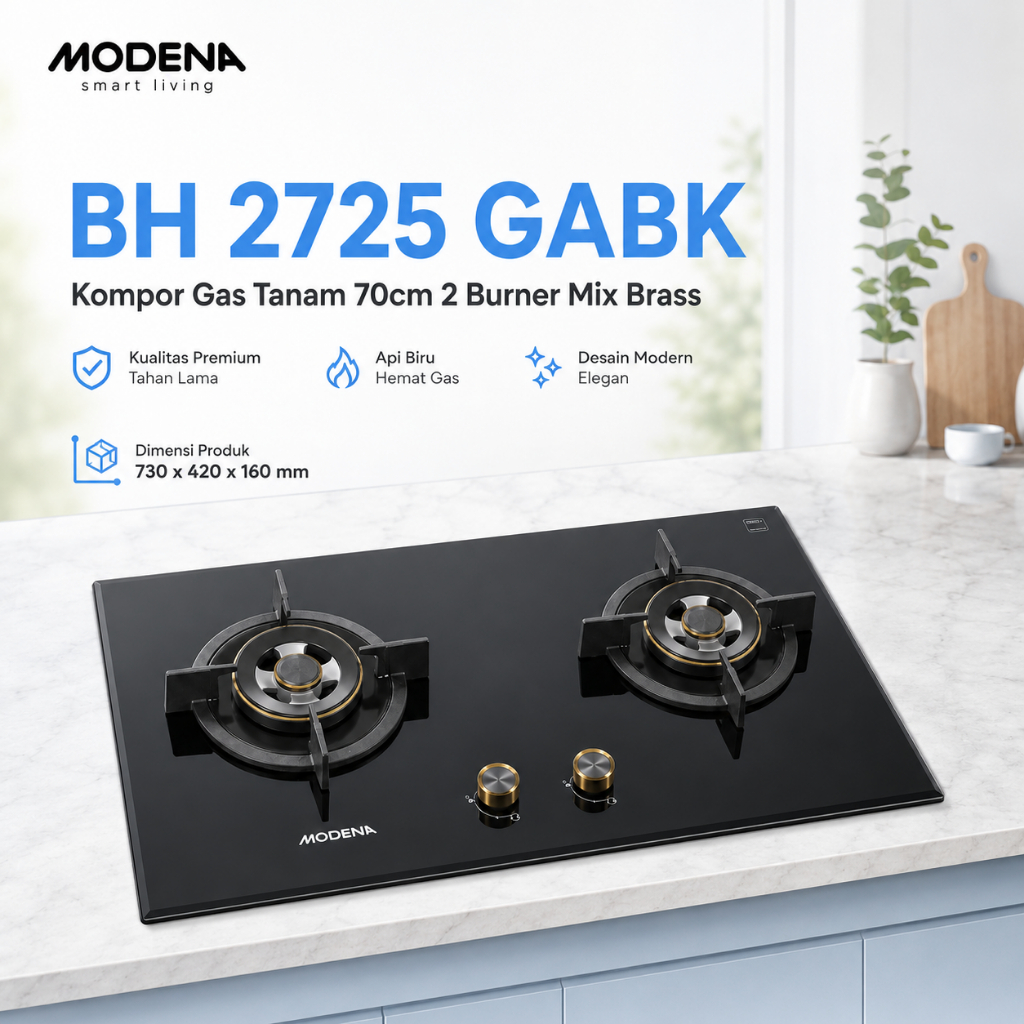 MODENA BH 2725/ BH-2725/ BH2725 - Kompor Gas Tanam 73cm 2 Tungku