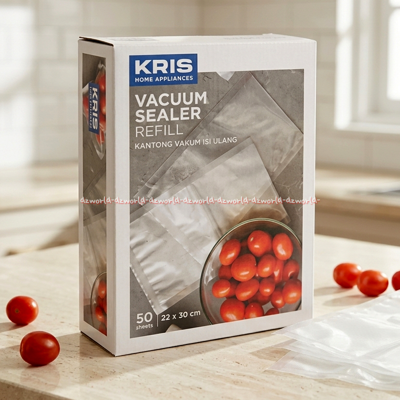 Kris Vacuum Sealer Refill 22x30cm Kantong Vakum Isi Ulang 50pcs Plastik Pengemas Makanan Vacuum Pres