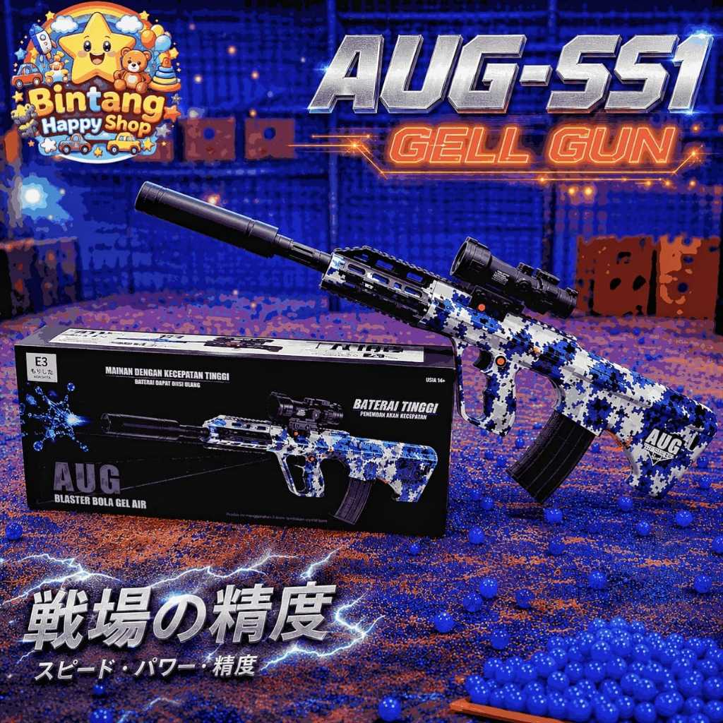 Mainan Gel gun Blaster Anak model AUG-SS1 Semi Auto electric 7.4 volt