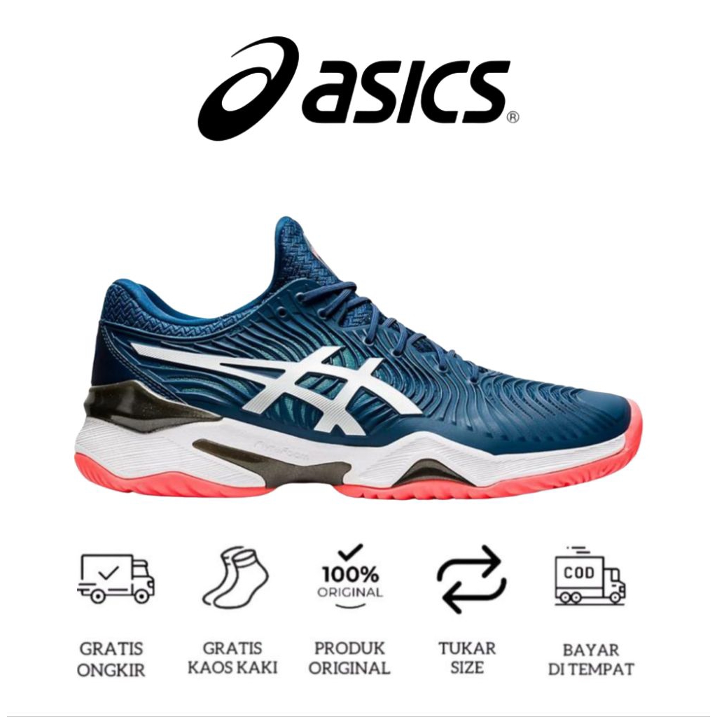 Sepatu Tenis Asics Court FF 2 Novak Djokovic Mako Blue Original -1041A083.400
