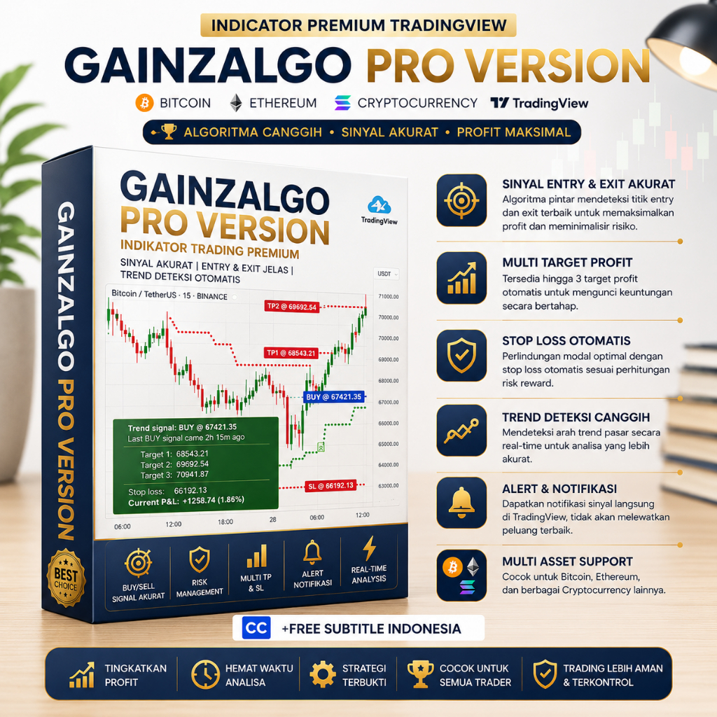 Indicator Premium Tradingview GainzAlgo Pro Version Untuk Bitcoin, Ethereum, Cryptocurrency