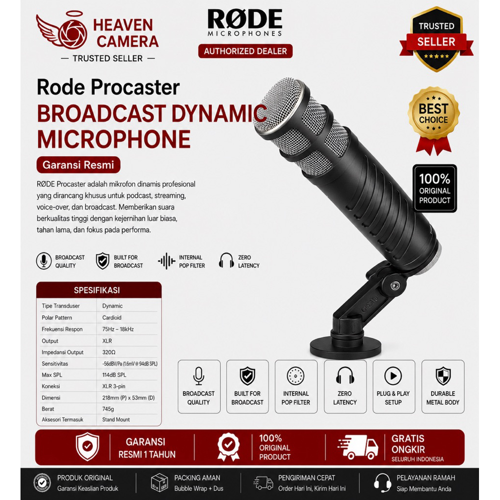 Rode Microphone Procaster Broadcast Dynamic Garansi Resmi