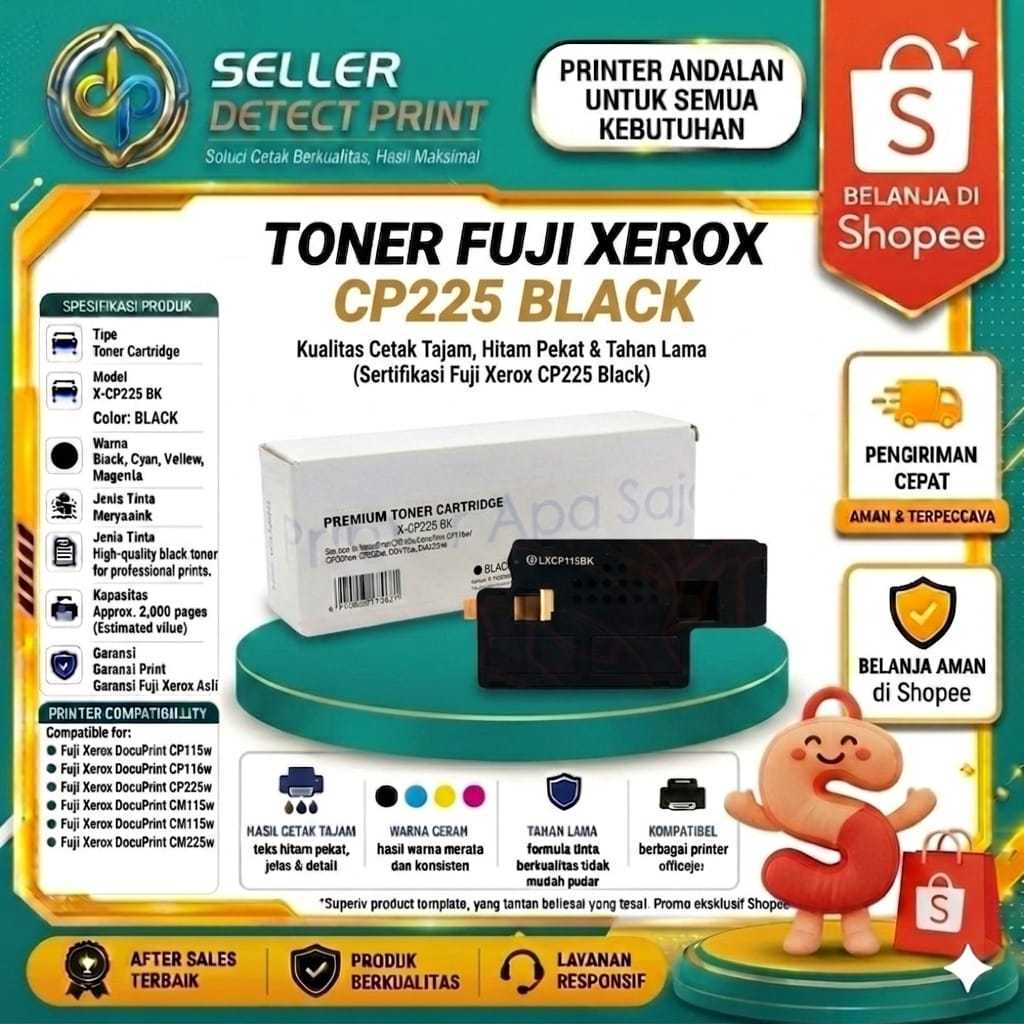 Catridge Toner Fuji Xerox CP115W CP225 Black Printer Fuji Xerox CP115W, CP225W, CM225FW, CM115W, CP1