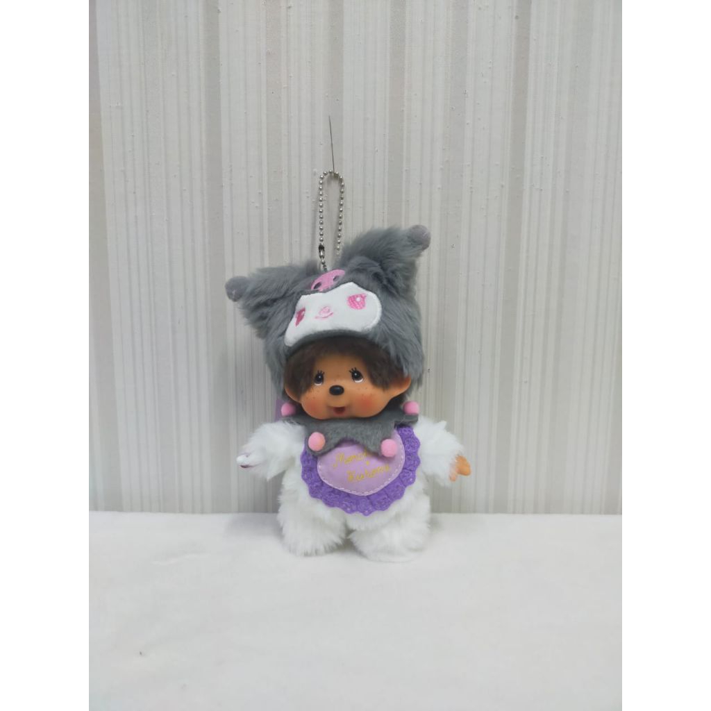 Gantungan Monchichi Kostum Melody Kuromi Size 15cm/Assesoris Tas Sekolah/Kado ultah/Gantungan Karakt
