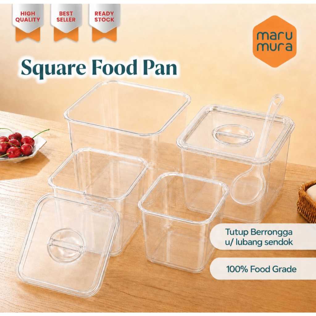 Marumura Square Food Pan Plastic | GN Pan  PC | Food Box Kontainer Plastic