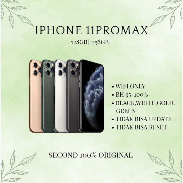 iPhone 11 PRO MAX WIFI Only 64GB/128GB/256GB Second Original Mulus Fullset /iCloud Unlocked/ Face ID