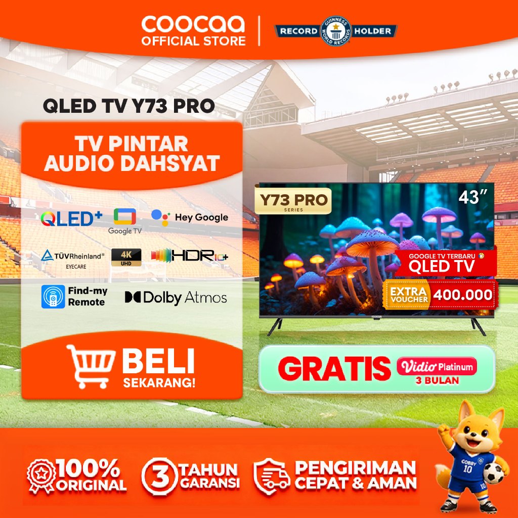 NEW COOCAA TV 43 inch Y73 PRO -  4K QLED+ - Google TV - Flicker Free/Eye Care/Low Blue Light - Find 