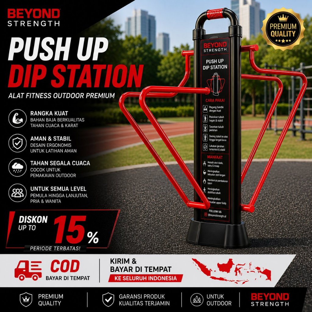 Alat fitness outdoor push up dip station premium-alat gym taman outdoor-alat olahraga taman