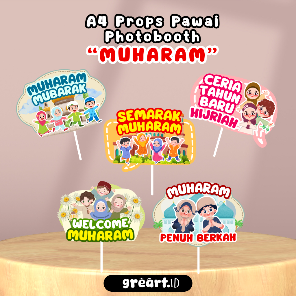 Muharam Pawai Props Photobooth Tahun Baru Islam A4 Dekorasi Muharam