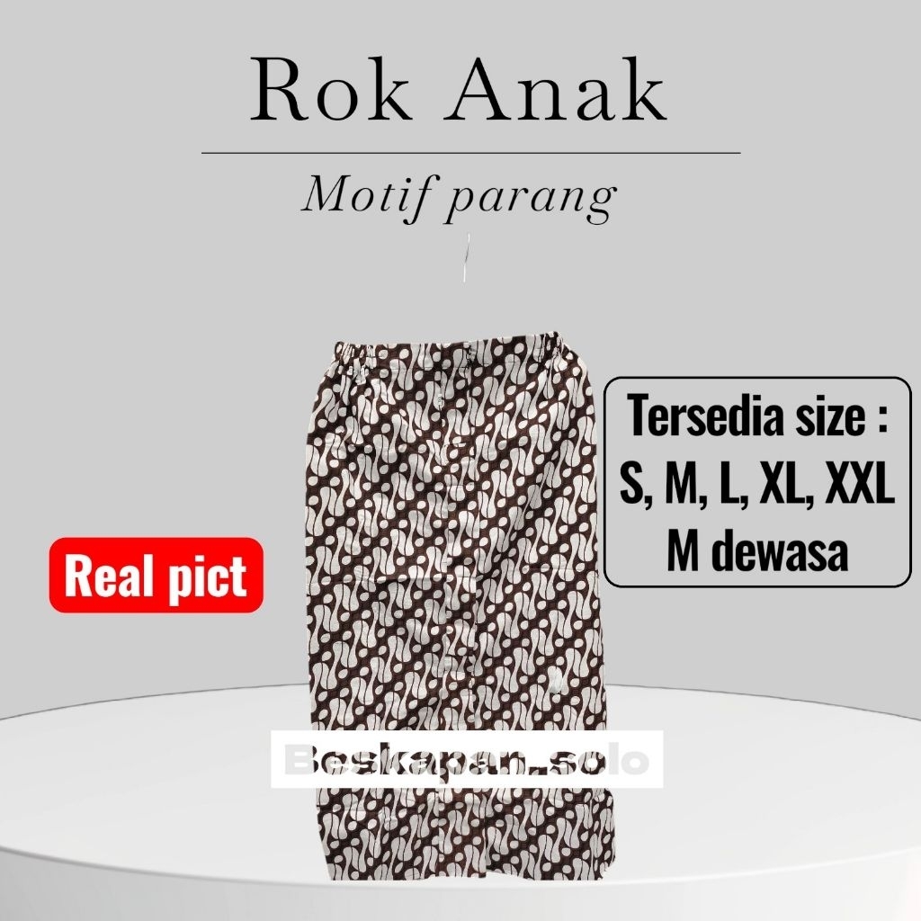 ROK BATIK ANAK CEWEK COWOK MOTIF PARANG - ROK WIRU INSTAN- BAWAHAN KEBAYA  ANAK