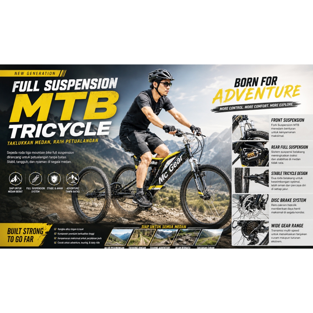 Sepeda Roda Tiga Dewasa - MTB FullSuspension Tricycle