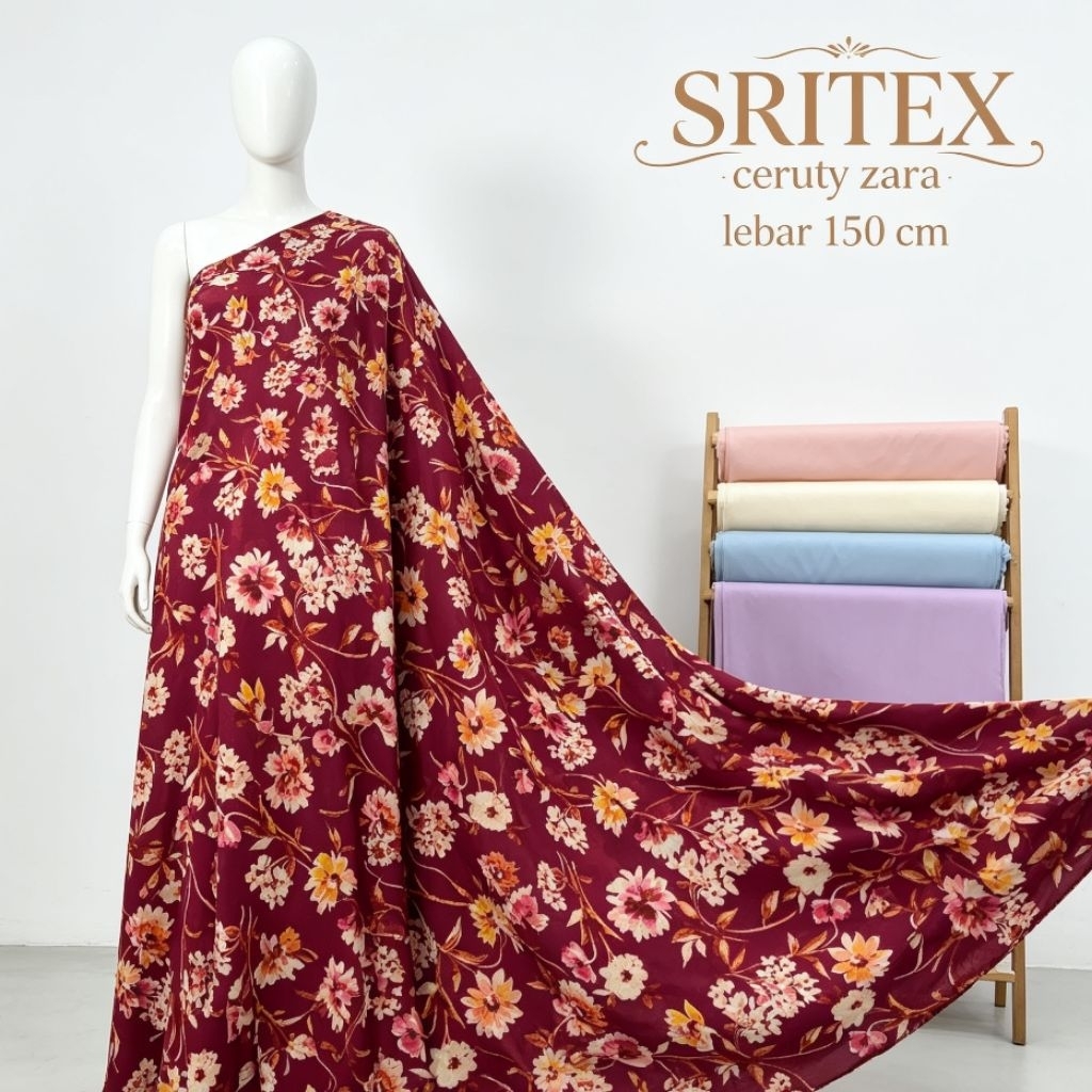 kain ceruty motif bunga - kain ceruty motif premium - kain ceruty premium - kain motif bunga