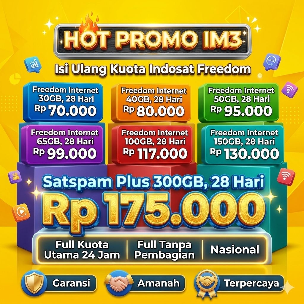 HOT PROMO ISI ULANG KUOTA INDOSAT IM3 FREEDOM INTERNET TERMURAH