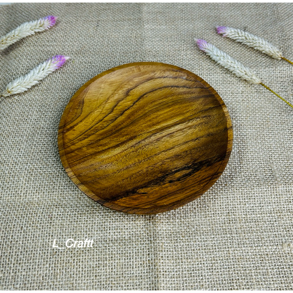piring kayu/piring sambal/piring saji/piring kayu jati 15cm