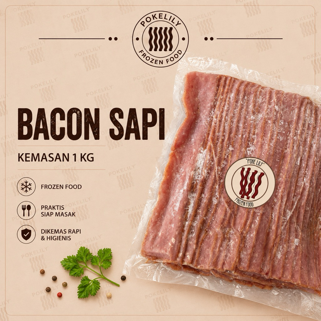 BACON SAPI 1 KG DAGING SAPI ASAP SLICED 1 KG PREMIUM SMOKE BEEF BACON BACONE HALAL FOOD DAGING ASAP 