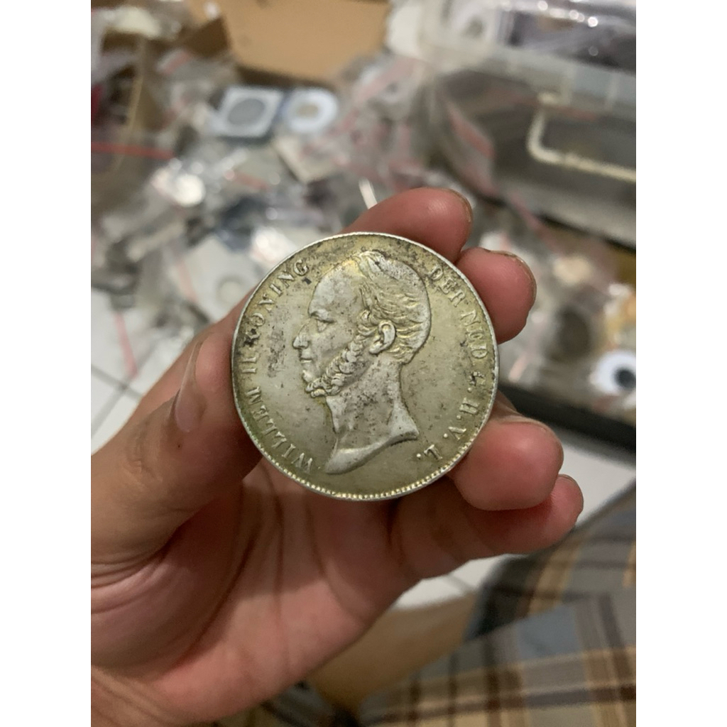 koin perak silver coin uang kuno belanda willem II 2.5 gulden 1847