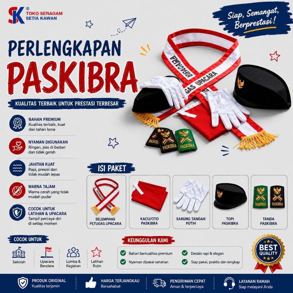 1 set perlengkpan paskibra / 1 paket perlengkapan paskibra