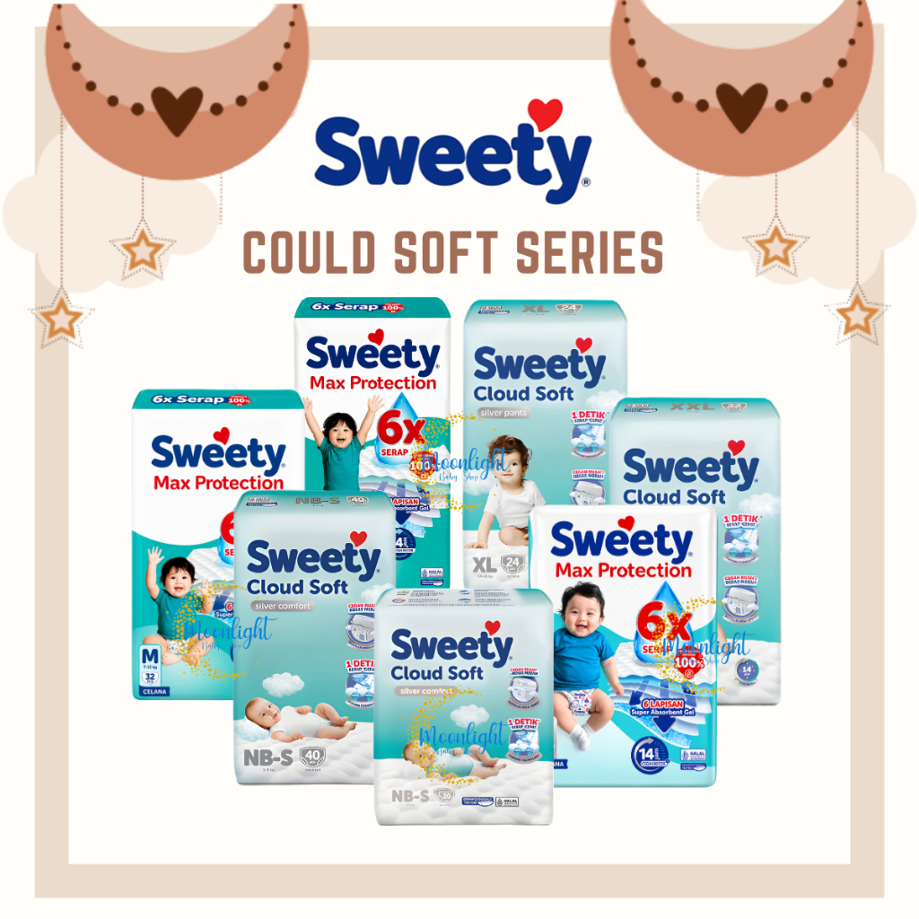 Sweety Silver Soft Cloud Pants Perekat Popok Bayi Perekat NBS40/S36/M32/L28/XL24/XXL22