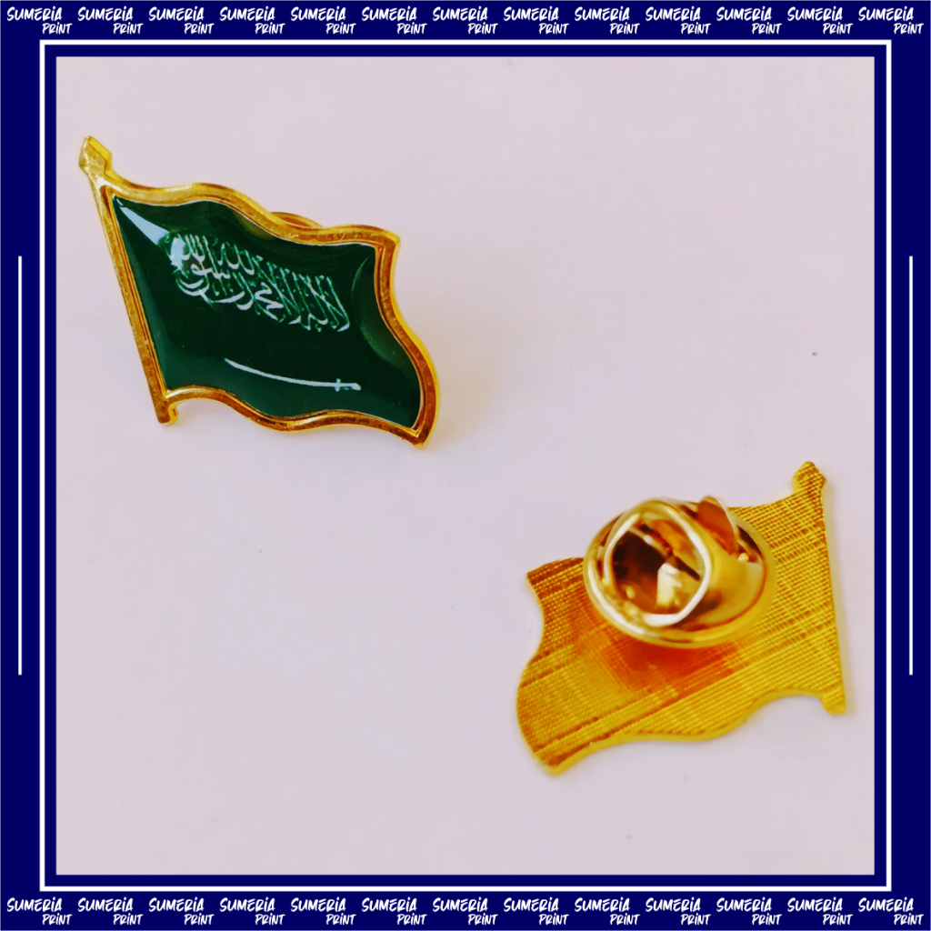 Pin Bros Kuningan Emas Lencana Bendera Arab Saudi