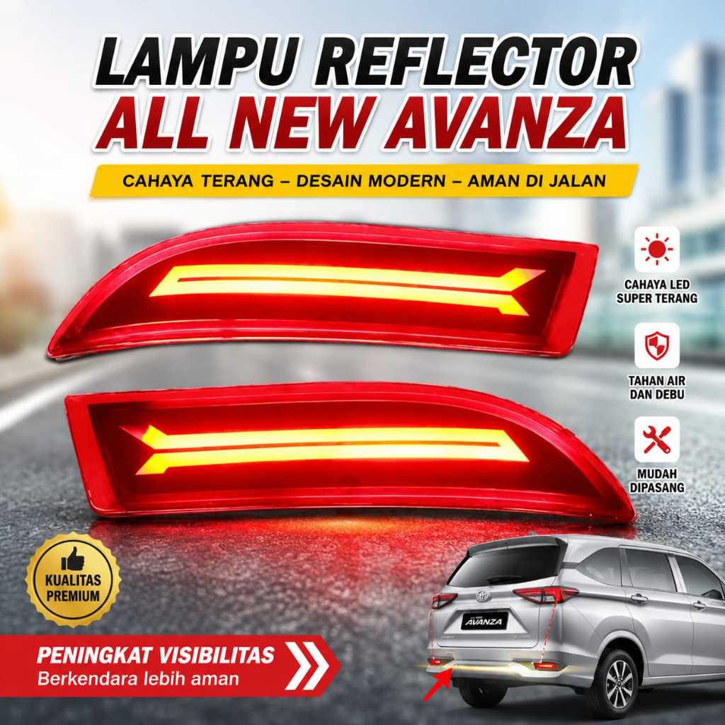 LAMPU BEMPER BELAKANG REFLEKTOR MOBIL ALL NEW AVANZA XENIA 2012-2018 RUNNING