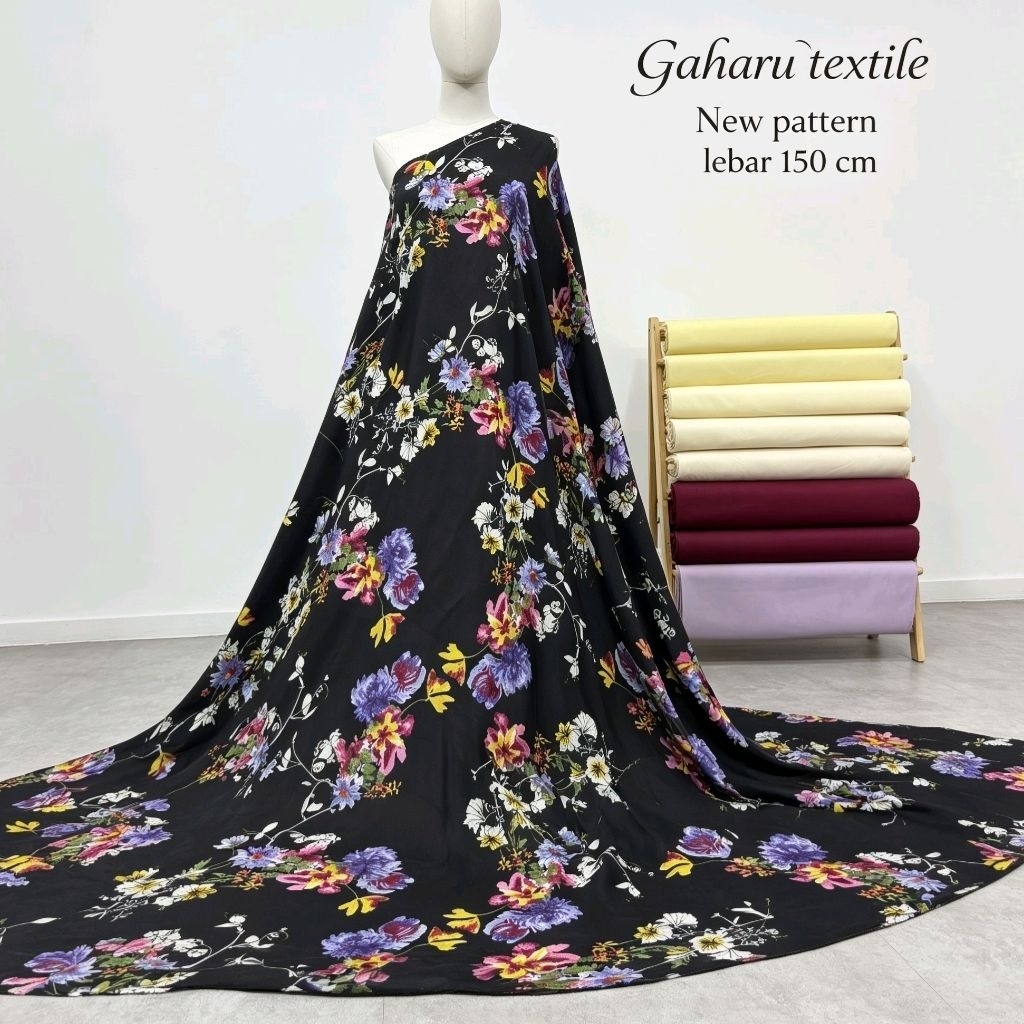 kain katun linen rami premium - katun linen motif - linen meteran ( harga per 50cm)