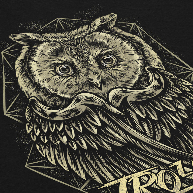 Troy Company Tshirt Black La Geometric Owl - Kaos Pria Lengan Pendek Hitam MTD 2859