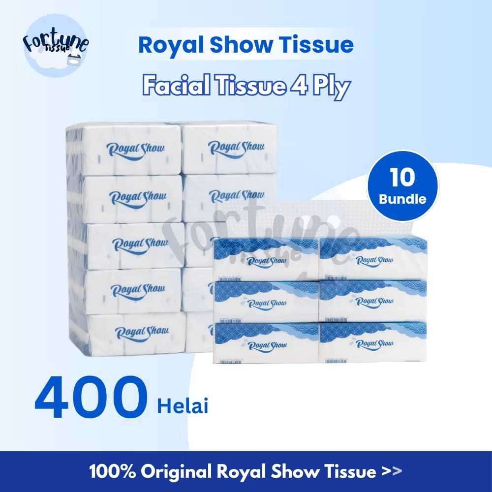 Facial Tissue ROYAL SHOW 400 Helai 4 Ply | Virgin Pulp | Soft | 1 Bundle Isi 6 Packs