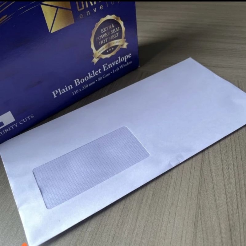 AMPLOP KABINET KACA KIRI PUTIH DENGAN LEM / AMPLOP BENING PUTIH 11 X 23 CM