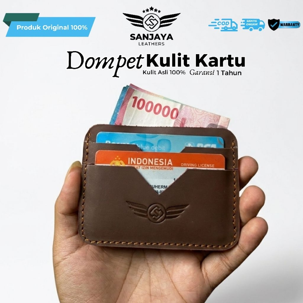 Dompet Simpel Kartu Kulit Asli Minimalis Pria – Slim Card Holder Handmade Premium | Dompet Simple Ka