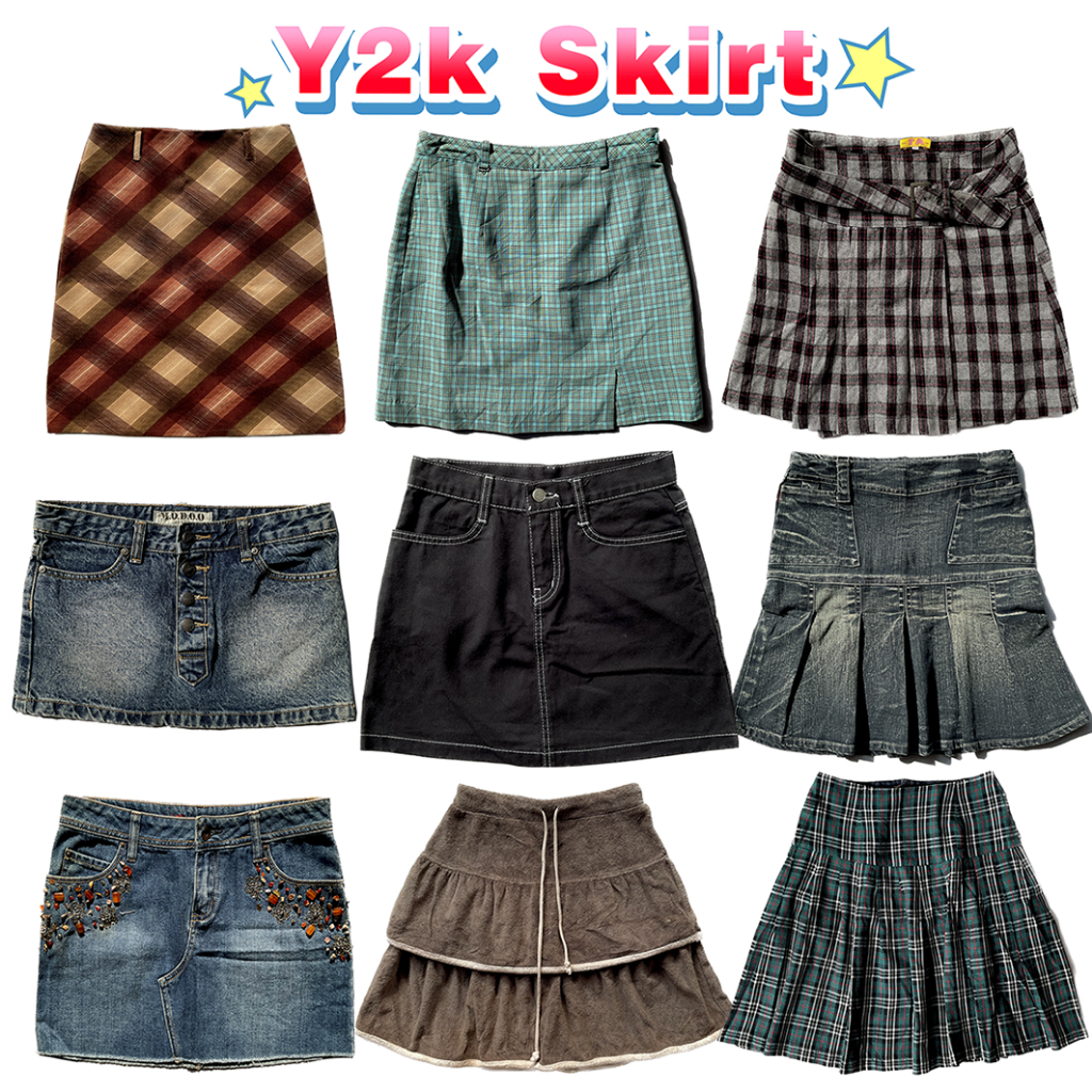 Skirt Y2K Coquette Dollete Lolita Himekaji Gyaru Grunge Rok Denim Vintage