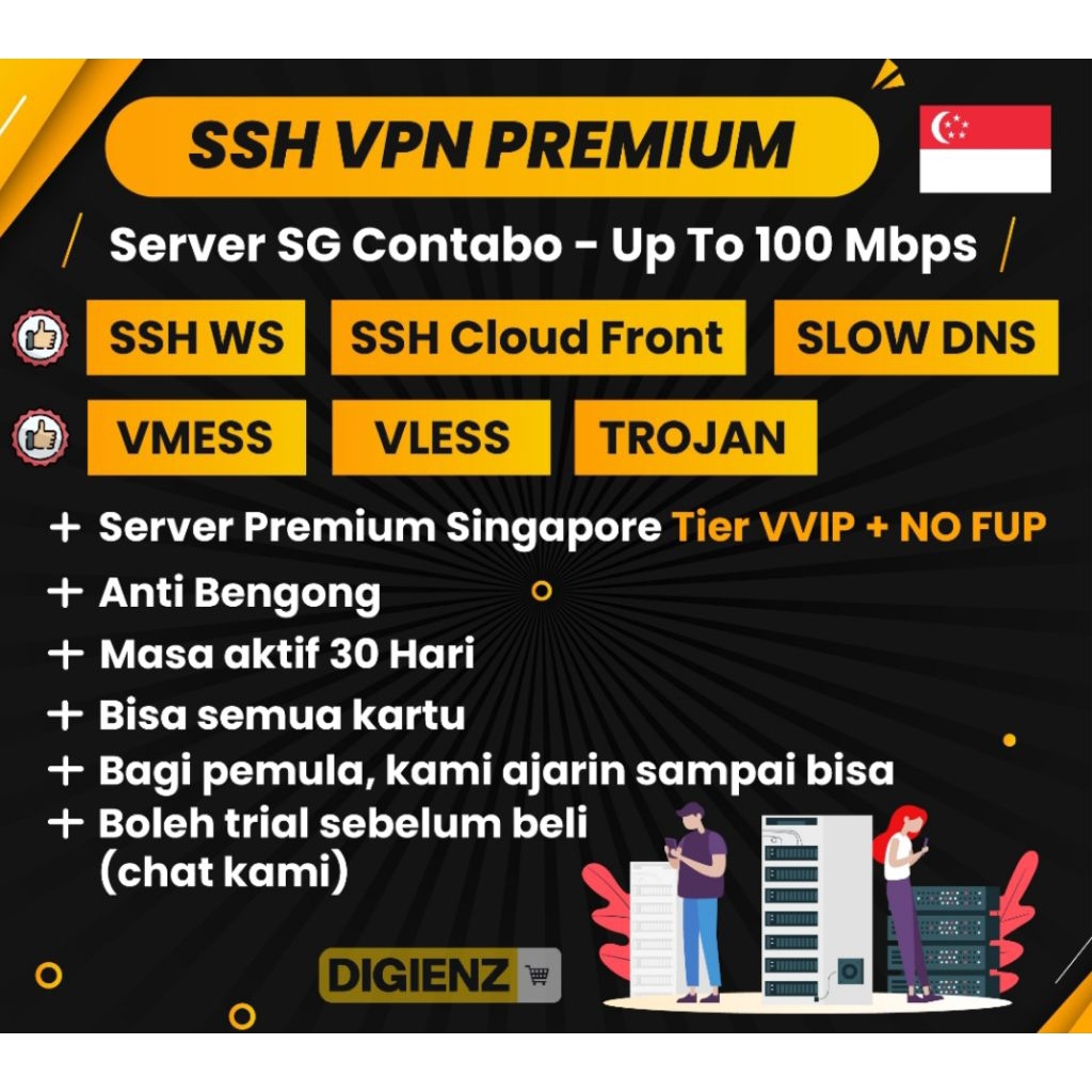 Akun Premium VPN SSH VLESS VMESS TROJAN SG 30 Hari