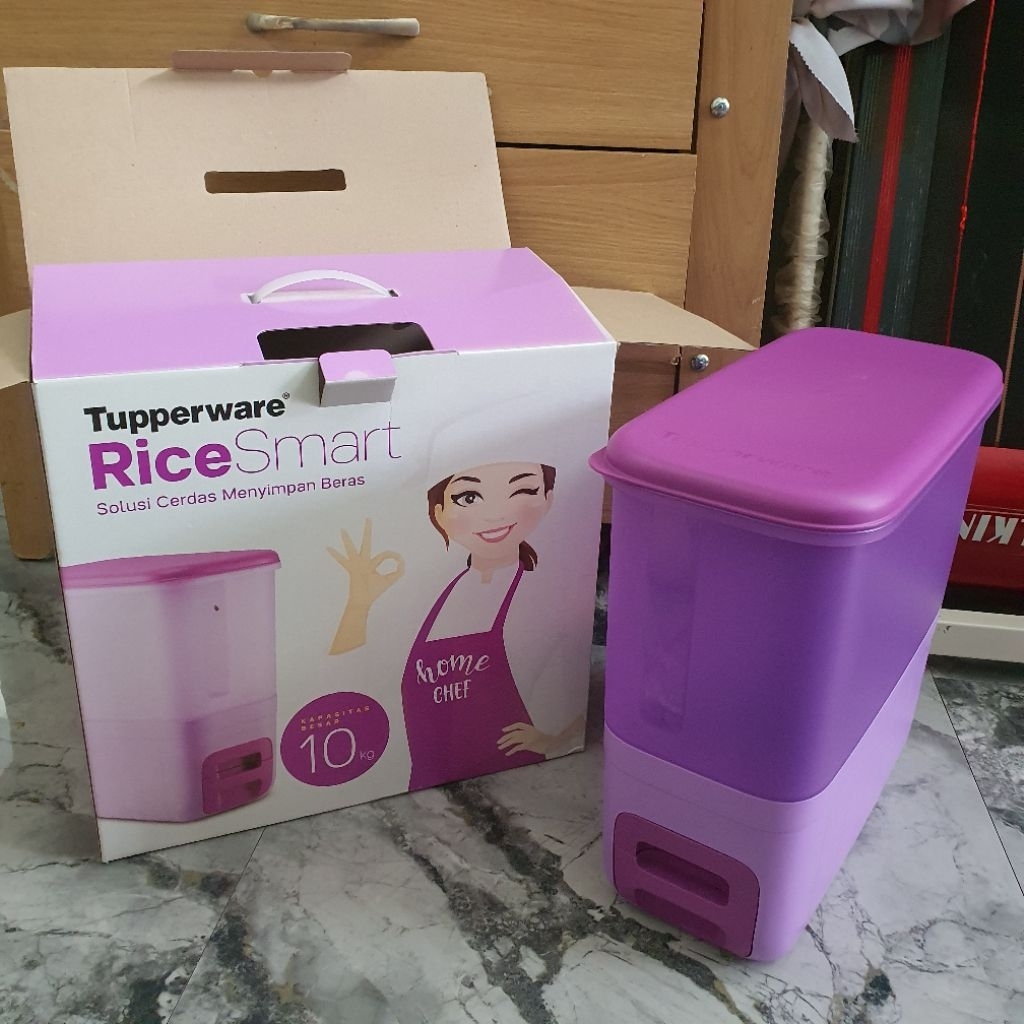 Rice smart / wadah beras Full ungu 10kg tupperware