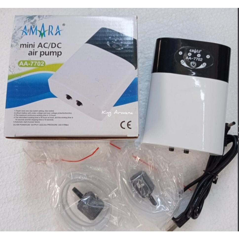 Amara Mini AC/DC AA 7702 2 Lubang Aerator USB Air Pump ACDC Emergency