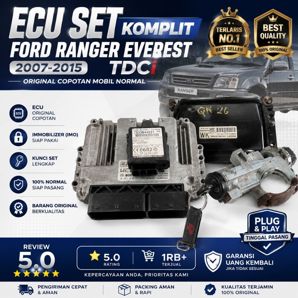 ECU Set Komplit Ford Ranger Everest TDCi 2007-2015 Original Copotan Mobil Normal